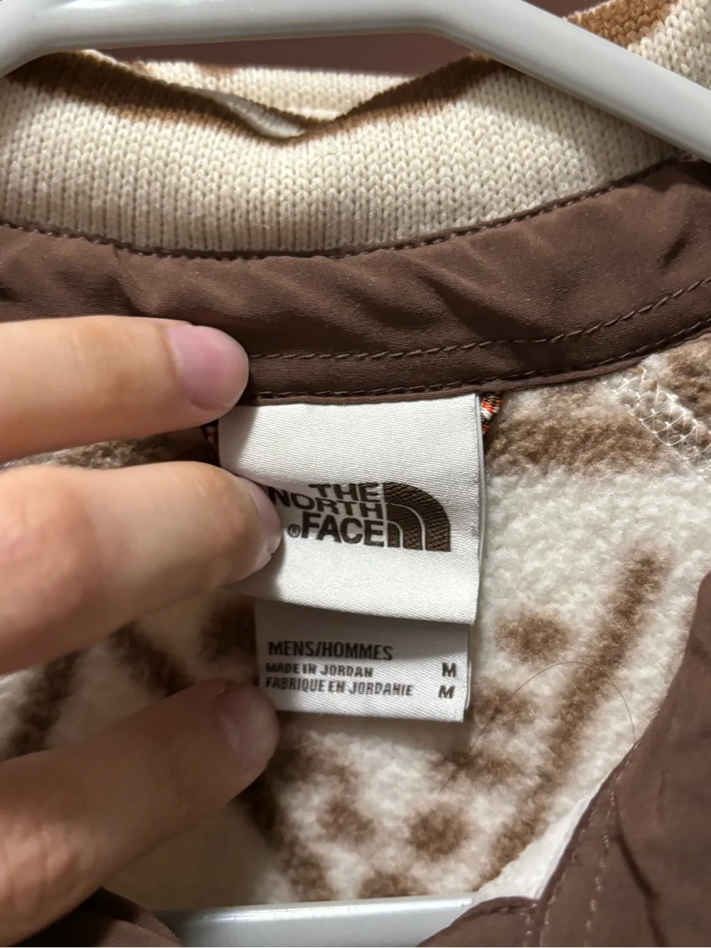 The North Face Men’s Cream & Brown Patterned Fleece Shirt Jacket